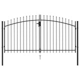 Vidaxl port with pointed top double 3x1.5 m steel black