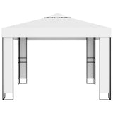 Arbor de Vidaxl con techo doble de 3x3 m de blanco