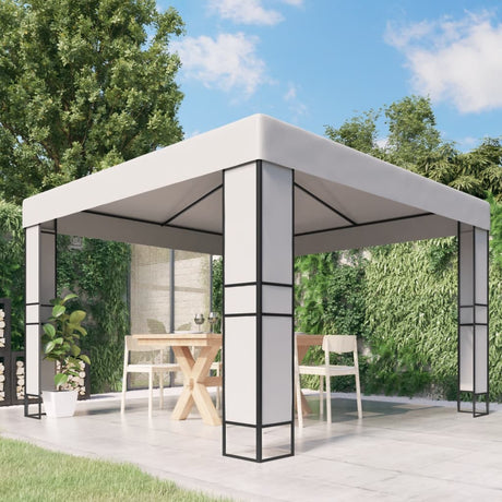 Arbor vidaxl avec toit double 3x3 m blanc