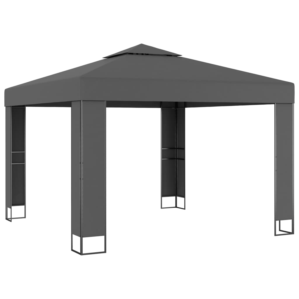 Arbor Vidaxl con techo doble 3x3 m antracita