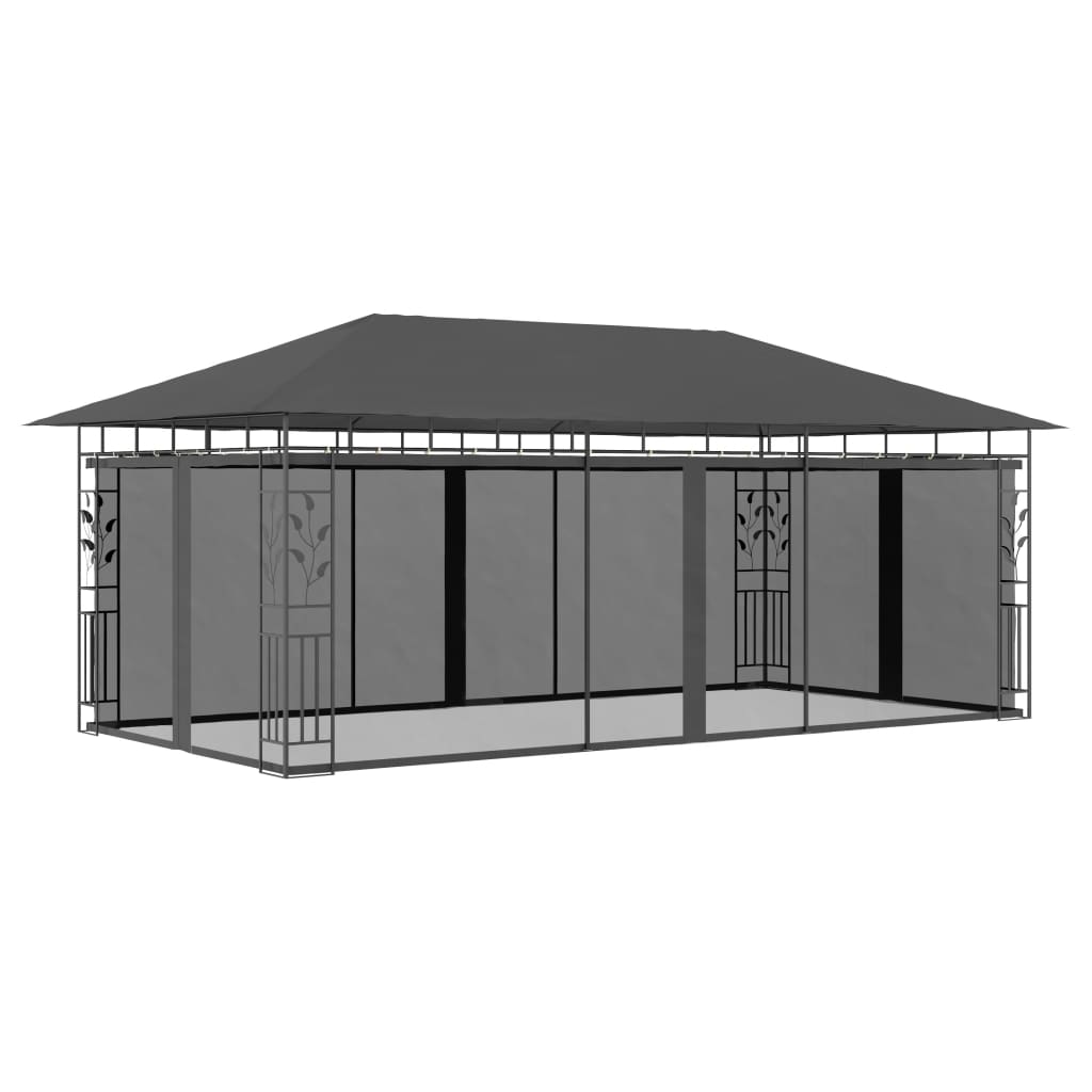 Vidaxl Arbor med myggnät 6x3x2,73 m antracit