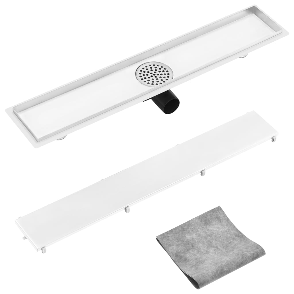 Vidaxl Doudeur de douche avec couvercle 2 en 1 73x14 cm en acier inoxydable