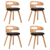 Vidaxl eetkamerstoelen 4 st gebogen hout en kunstleer zwart