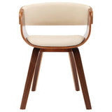 Vidaxl eetkamerstoelen 2 st gebogen hout en kunstleer crèmekleurig