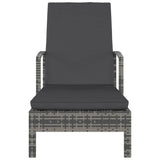 Vidaxl ligbed met armleuningen poly rattan grijs