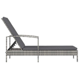 Vidaxl ligbed met armleuningen poly rattan grijs
