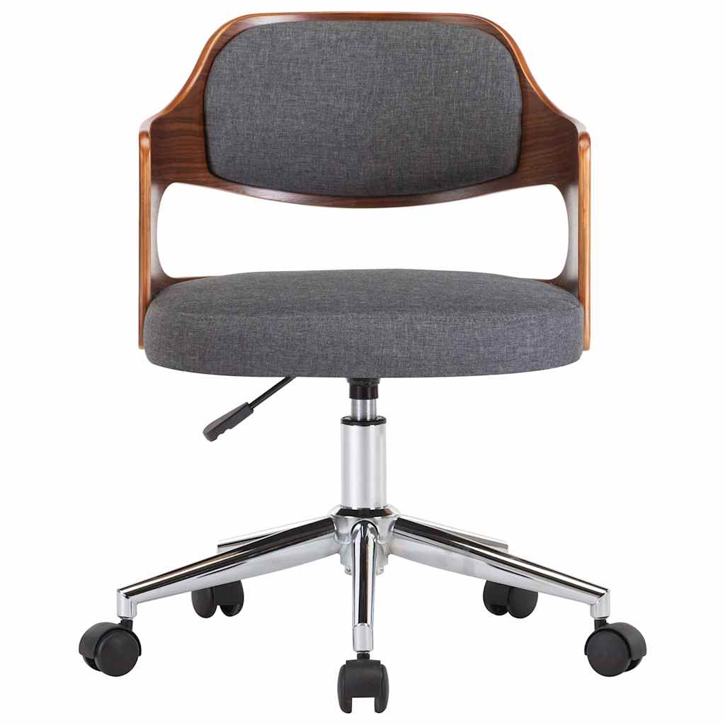 Vidaxl eetkamerstoel draaibaar gebogen hout en stof grijs