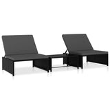 Vidaxl tuinstoelen 2 st verstelbaar met tafel poly rattan zwart