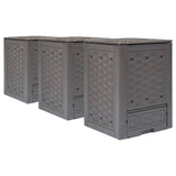 Vidaxl Compost Bins 3 PCS 900 L 60x60x83 cm Rattan de plástico Brown