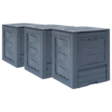 Couchons de compost Vidaxl 3 PCS 780 L 60x60x73 cm Gray