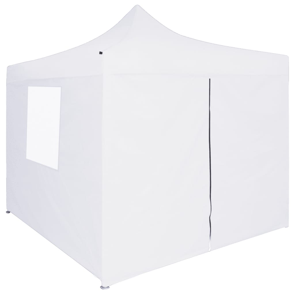 Tente de fête vidaxl avec 4 murs latéraux pliables 3x3 m blanc en acier