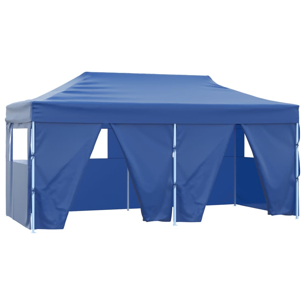 Tente de fête vidaxl avec 4 murs latéraux pliables 3x6 m bleu en acier