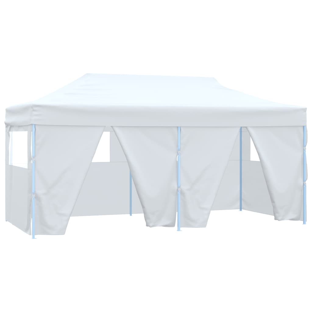 Tenda da festa Vidaxl con 4 pareti laterali pieghevoli 3x6 m in acciaio bianco