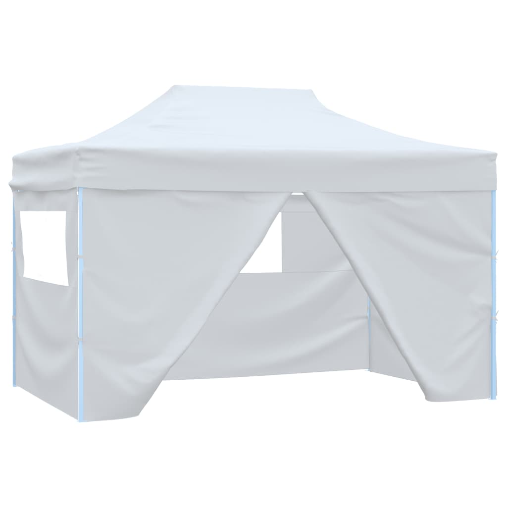 Tenda da festa Vidaxl con 4 pareti laterali pieghevole 3x4,5 m bianco