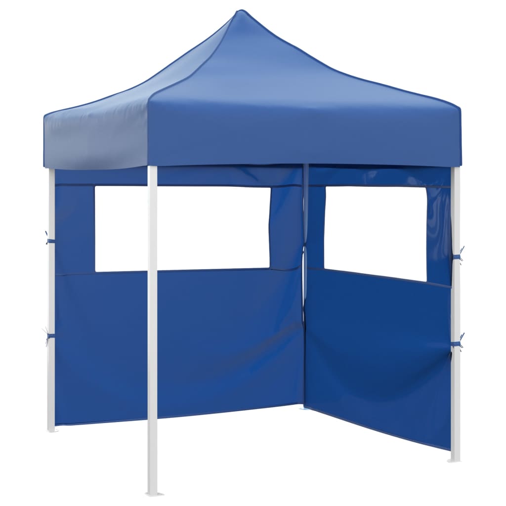 Vidaxl Party tent with 2 side walls foldable 2x2 m steel blue