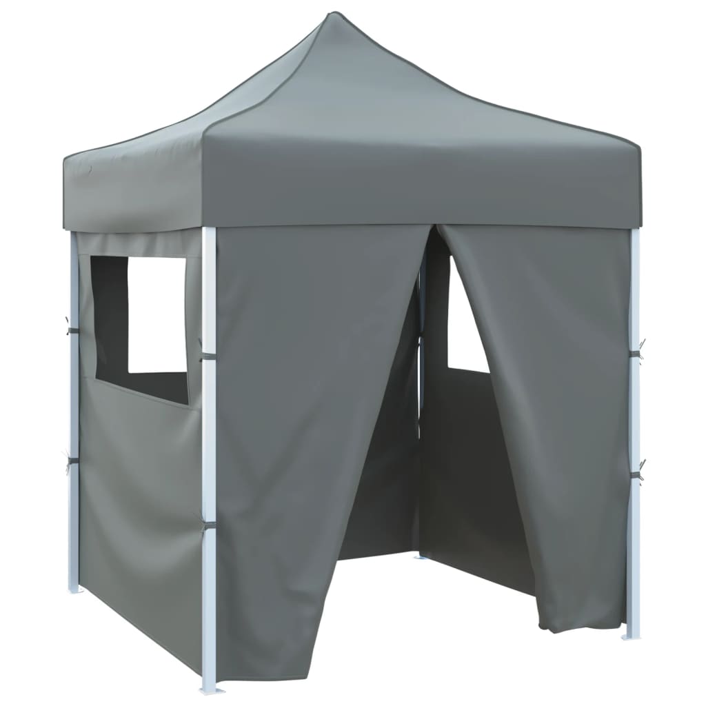 Vidaxl Party Tent med 4 sidevegger sammenleggbar 2x2 m stål Antracitt