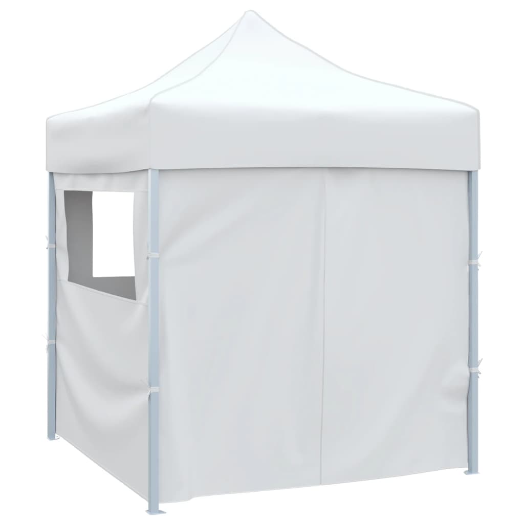 Tente de fête vidaxl avec 4 murs latéraux pliables 2x2 m en acier blanc