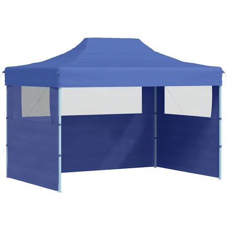 Tente de fête vidaxl avec 3 murs latéraux pliables 3x4 m bleu en acier