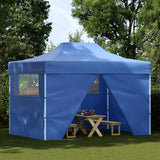 Tente de fête vidaxl avec 4 murs latéraux pliables 3x4 m bleu en acier