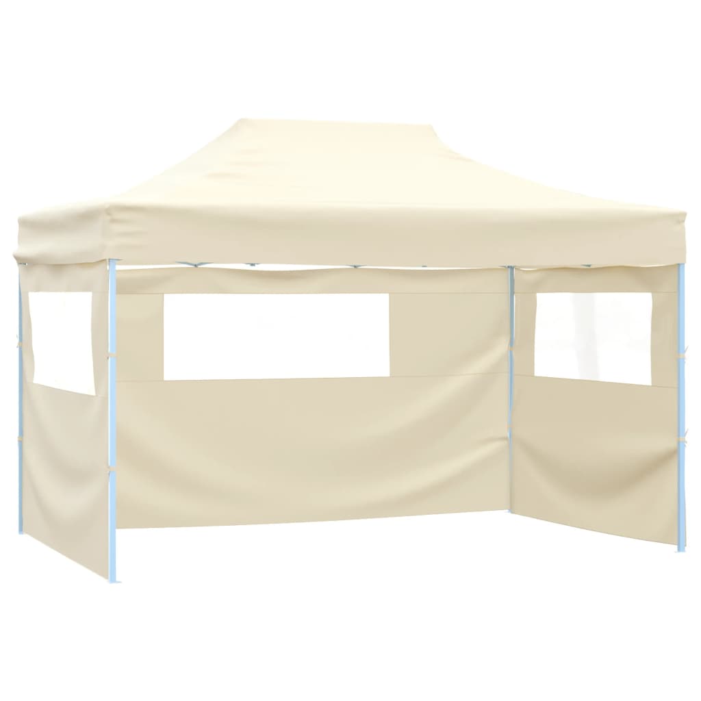 Vidaxl Party tent with 3 side walls foldable 3x4 m steel cream