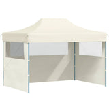 Tente de fête Vidaxl avec 3 murs latéraux pliables de 3x4 m crème en acier