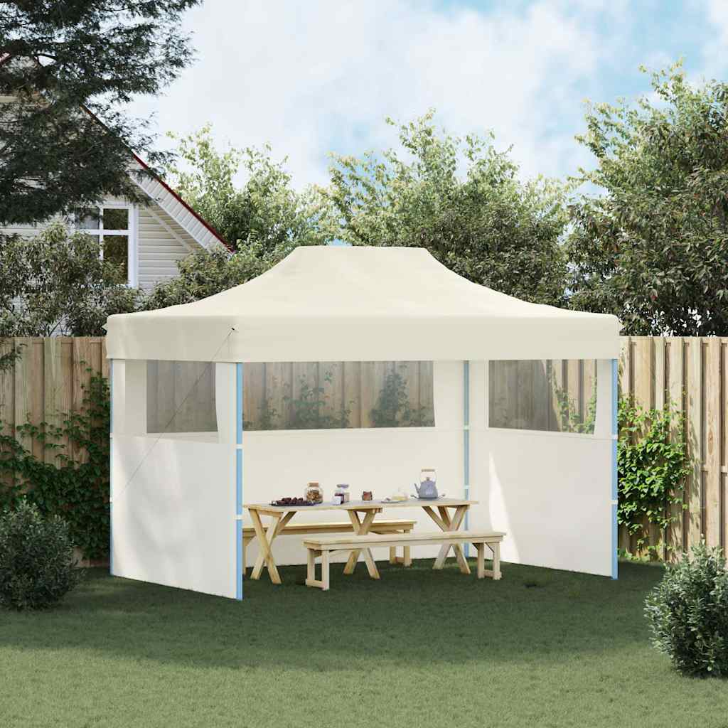 Tente de fête Vidaxl avec 3 murs latéraux pliables de 3x4 m crème en acier