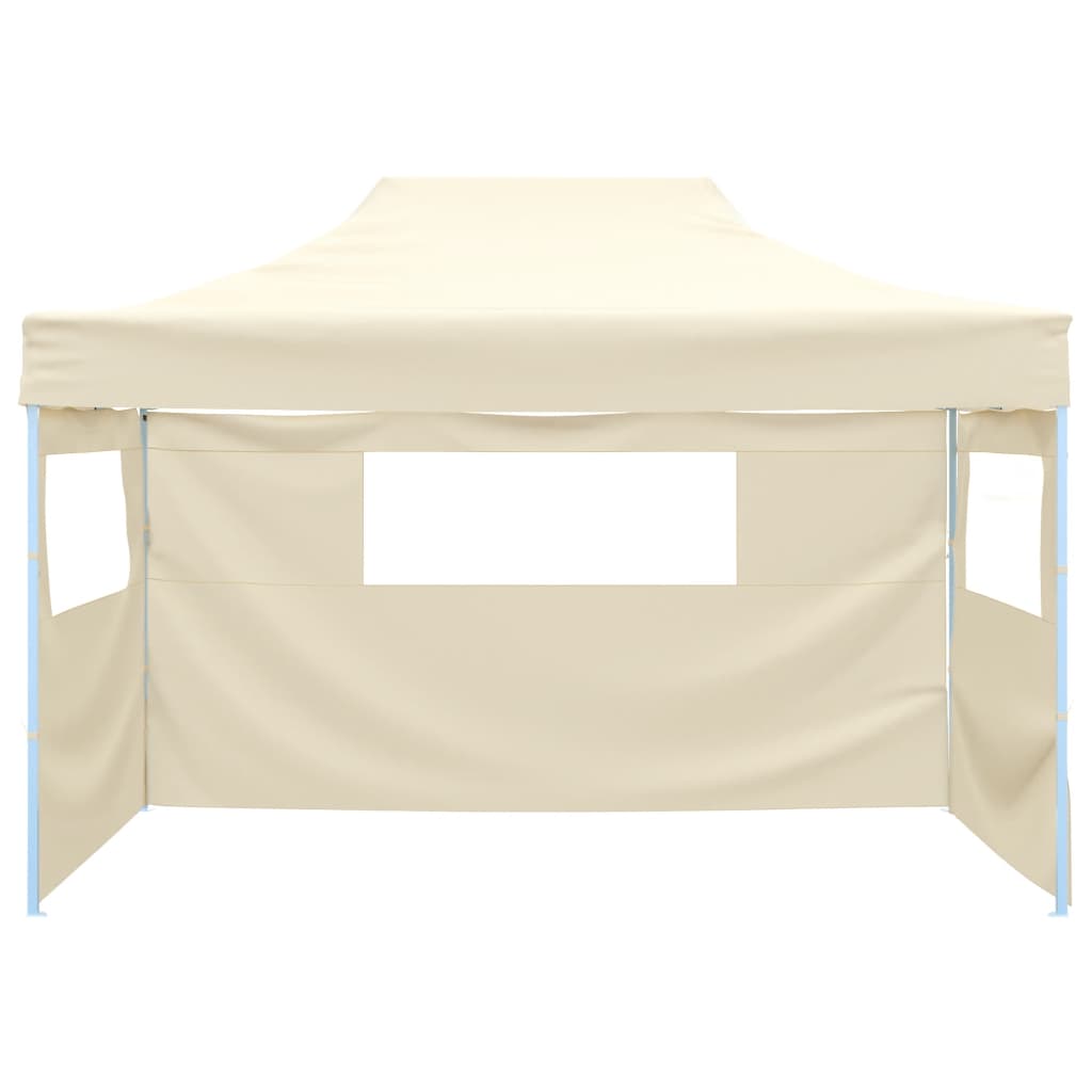 Vidaxl Party tent with 3 side walls foldable 3x4 m steel cream