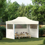 Tente de fête Vidaxl avec 3 murs latéraux pliables de 3x4 m crème en acier