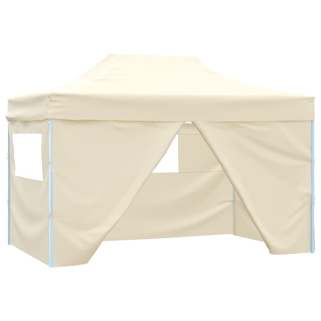 Vidaxl Party tent with 4 side walls foldable 3x4 m steel cream