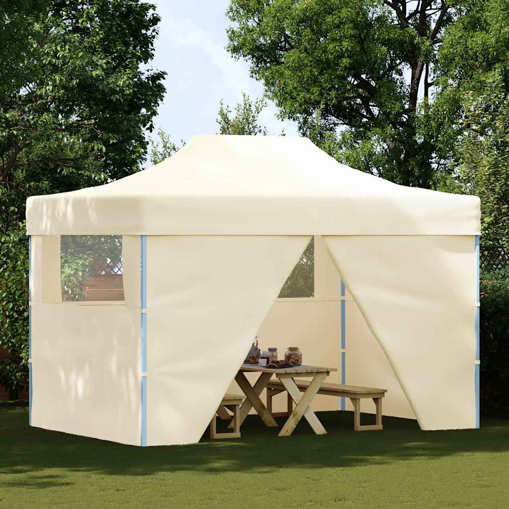 Tente de fête Vidaxl avec 4 murs latéraux pliables de 3x4 m crème en acier