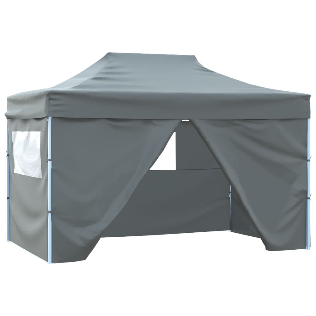 Vidaxl Party tent with 4 side walls foldable 3x4 m steel anthracite