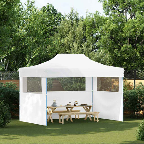 Tente de fête vidaxl avec 3 murs latéraux pliables 3x4 m en acier blanc