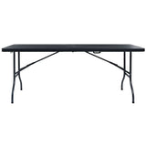 Vidaxl tuintafel inklapbaar 180x75x72 cm hdpe en kunstrattan zwart