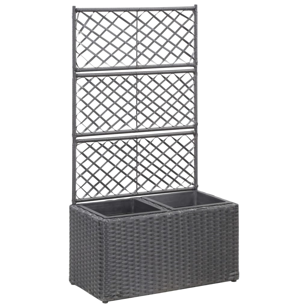 Vidaxl latwerkplantenbak élevé avec des pots 58x30x107 cm rattan noir