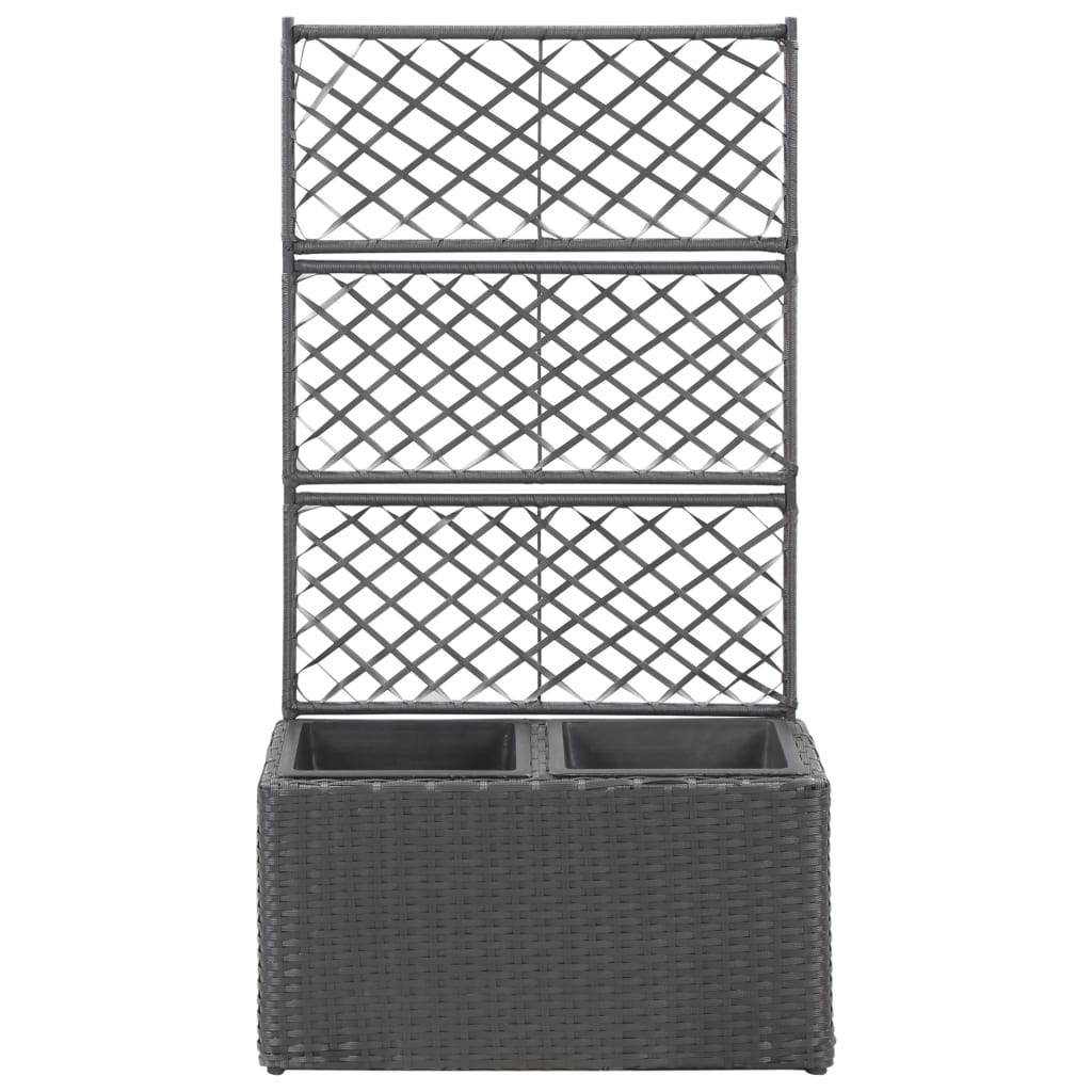 Vidaxl Latwerkplantenbak raised with pots 58x30x107 cm Rattan black