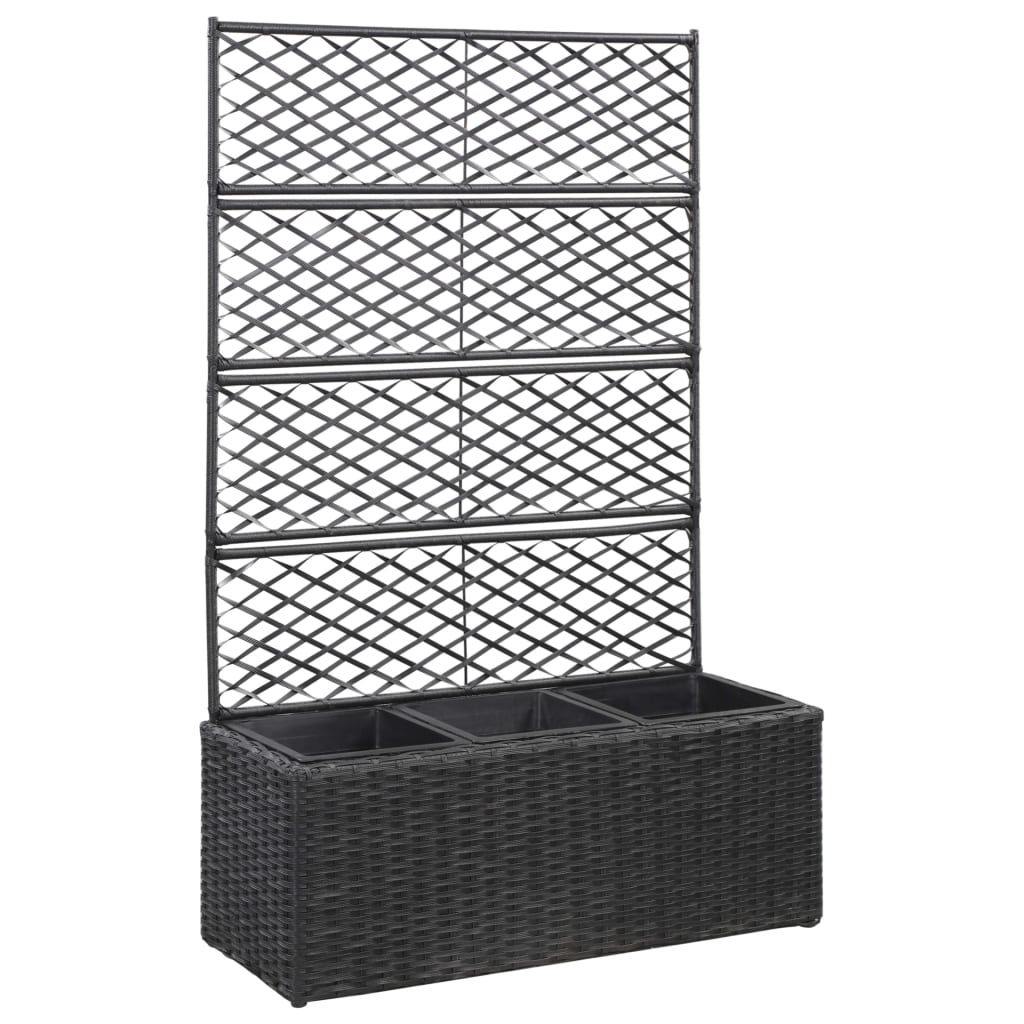 Vidaxl Latwerkplantenbak raised with pots 83x30x130 cm Rattan black