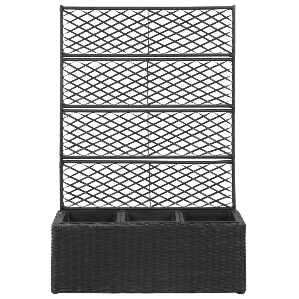 Vidaxl Latwerkplantenbak uppvuxen med krukor 83x30x130 cm rattan svart