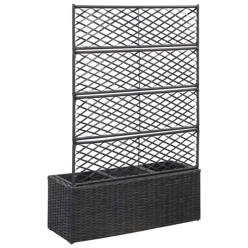 Vidaxl Latwerkplantenbak mit Töpfen 83x30x130 cm Rattan Schwarz