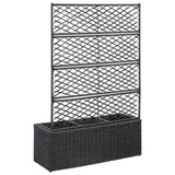 Vidaxl Latwerkplantenbak mit Töpfen 83x30x130 cm Rattan Schwarz