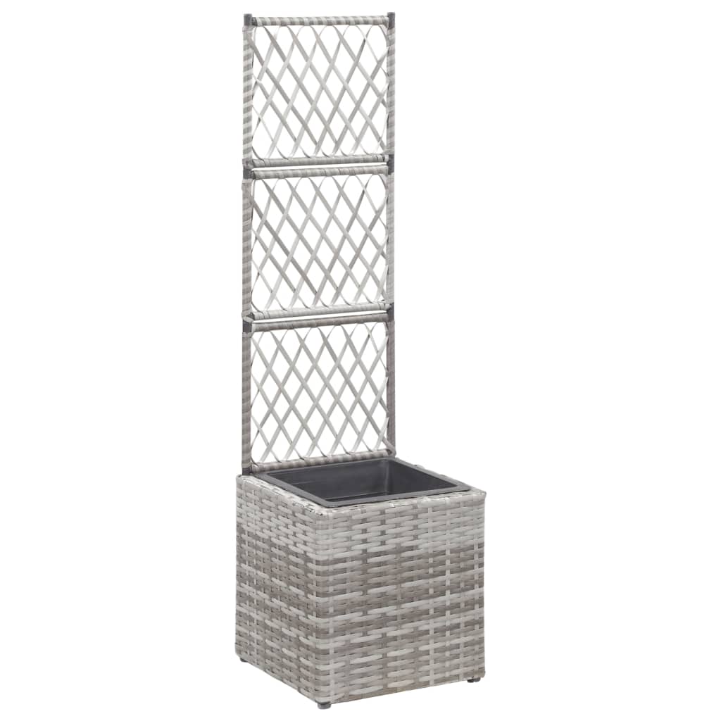 Vidaxl latwerkplantenbak uppvuxen med 1 potten 30x30x107 cm rattan grå