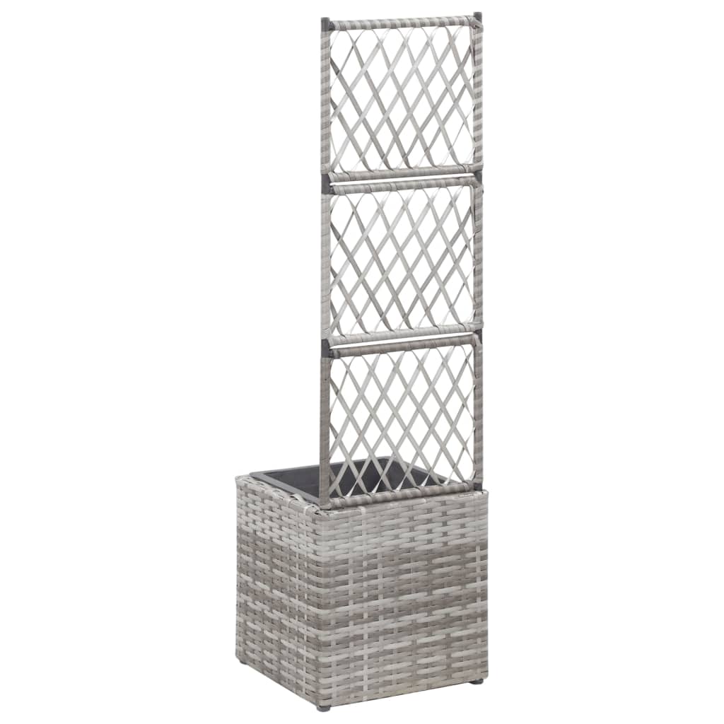 Vidaxl Latwerkplantenbak hevet med 1 potte 30x30x107 cm Rattan Grey