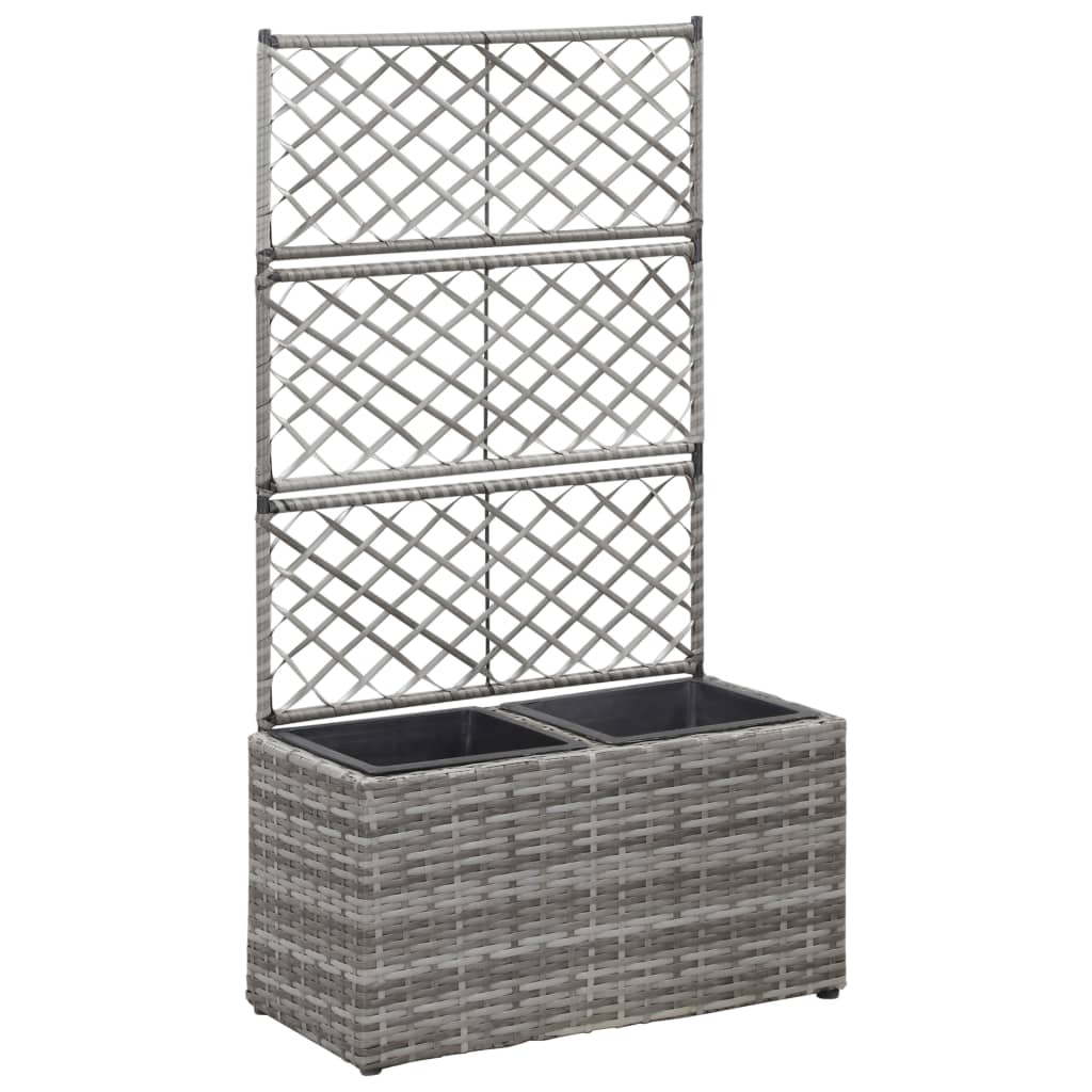 Vidaxl latwerkplantenbak élevé avec des pots 58x30x107 cm gris rattan