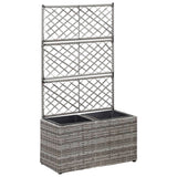 Vidaxl latwerkplantenbak verhoogd met potten 58x30x107 cm rattan grijs