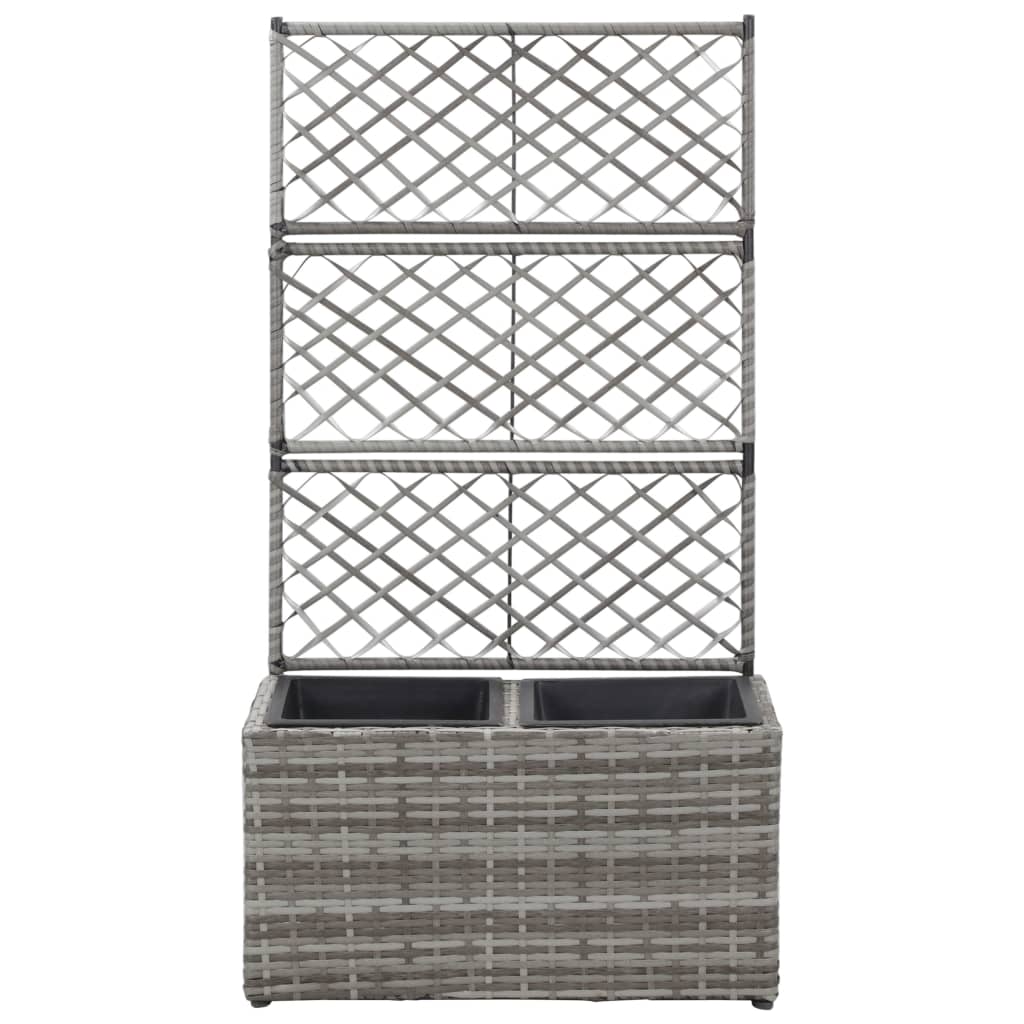 Vidaxl Latwerkplantenbak mit Töpfen 58x30x107 cm Rattan Grey