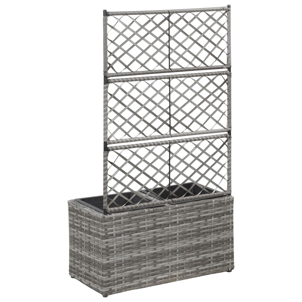 Vidaxl Latwerkplantenbak cresciuto con vasi 58x30x107 cm rattan grigio