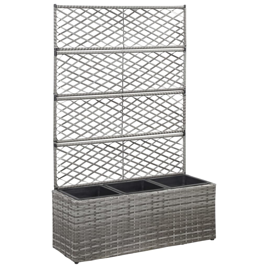 Vidaxl latwerkplantenbak criado con macetas 83x30x130 cm rattan gris