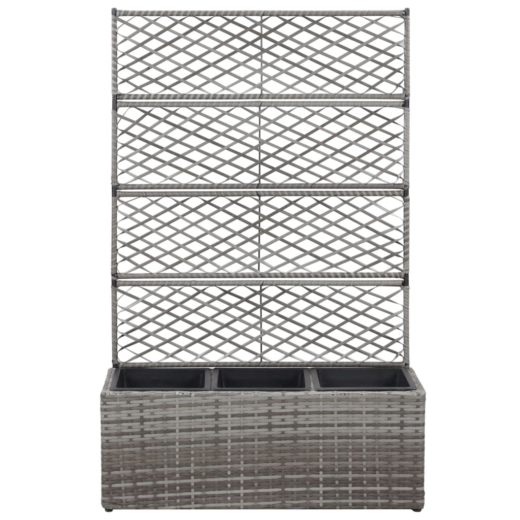 Vidaxl Latwerkplantenbak raised with pots 83x30x130 cm Rattan Gray