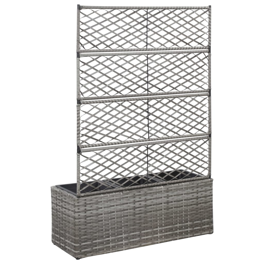 Vidaxl Latwerkplantenbak mit Töpfen 83x30x130 cm Rattan Grey