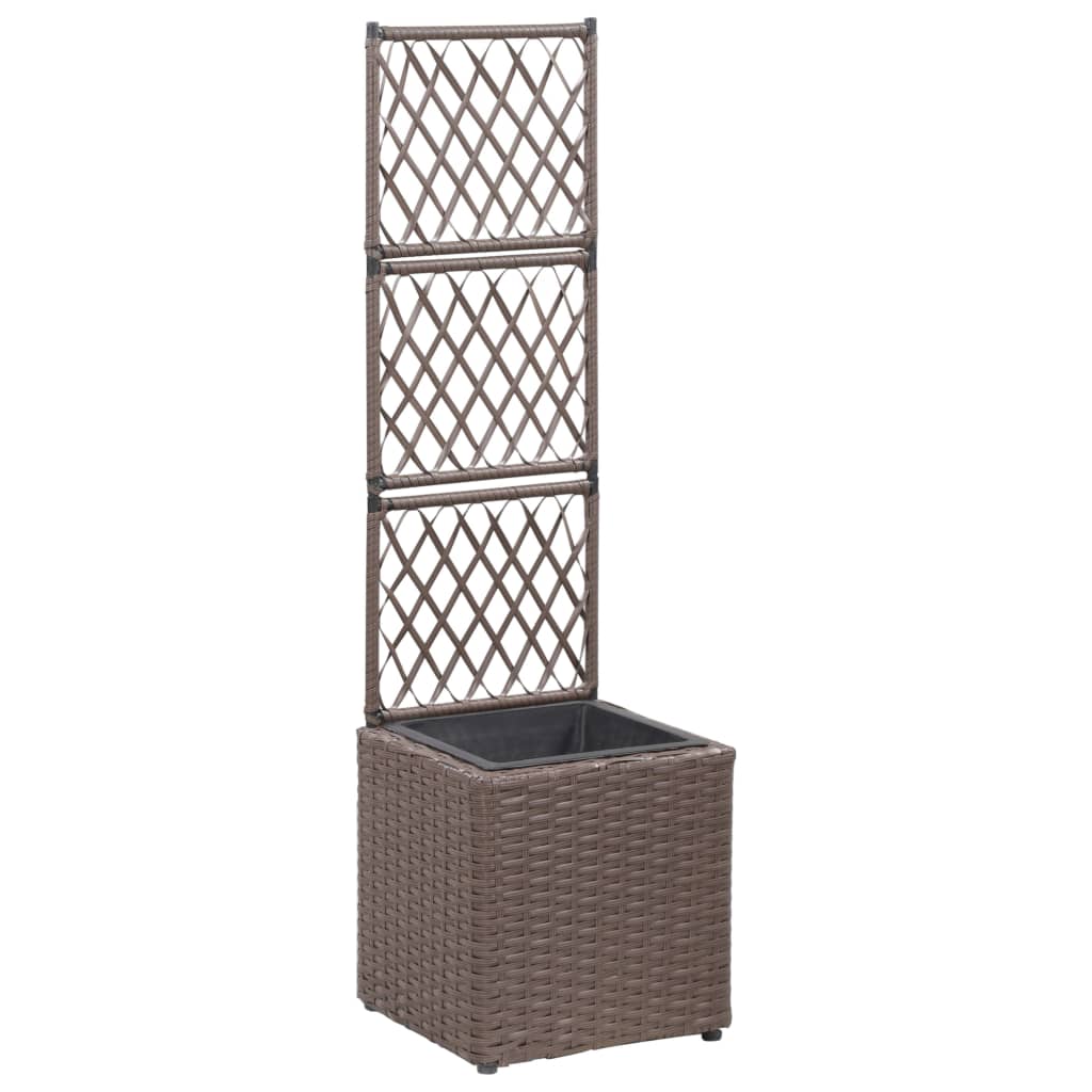 Vidaxl Latwerkplantenbak mit 1 Pot 30 x 30 x 107 cm Rattan Brown angehoben