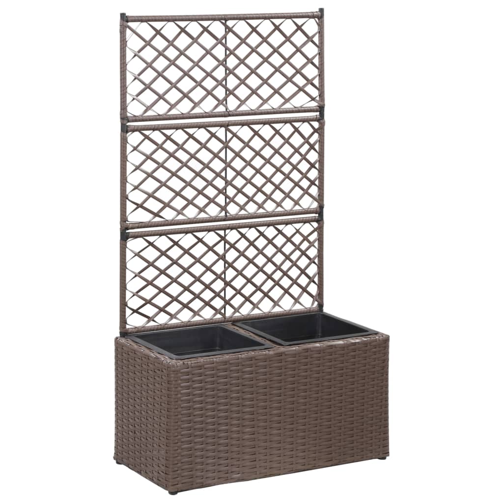 Vidaxl latwerkplantenbak criado con macetas 58x30x107 cm rattan marrón